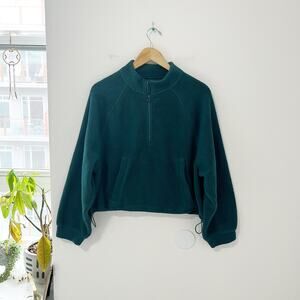 Old Navy Green Fuzzy Fleece Cropped Sweatshirt Size Medium